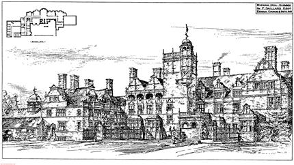 cottesmore school vintage sketch drawing of the building premises